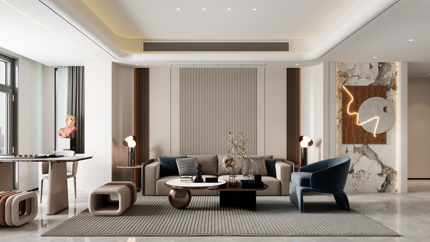 誉境|ArtDesign-中梁壹号院|轻奢风设计|134m²四居室装修效果图
