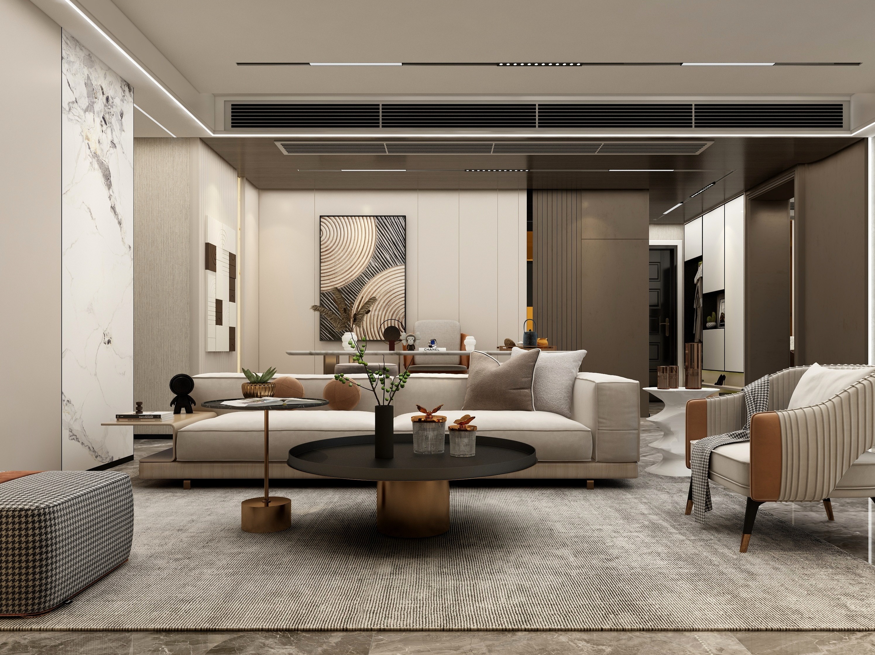 张旭-现代轻奢上海高级时尚三房装修效果图