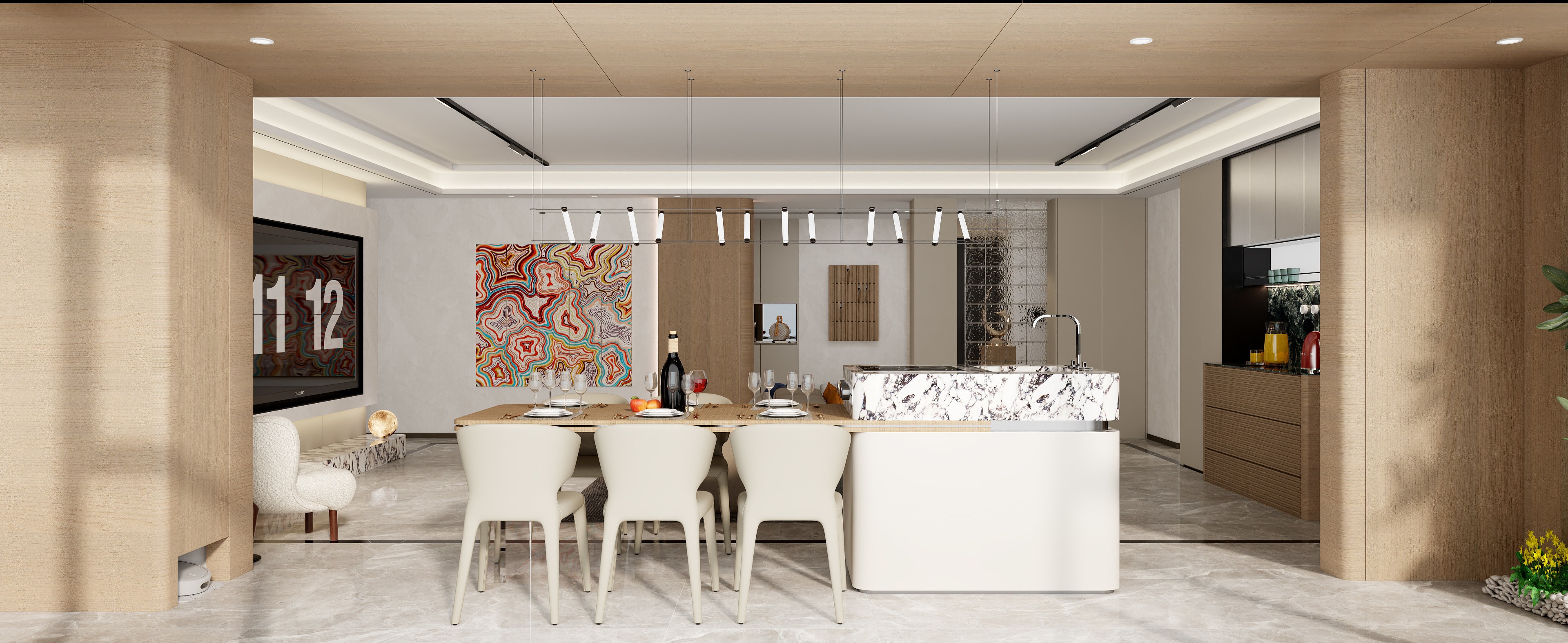 至简名设一钱春-200平现代轻奢四居室【春】装修效果图