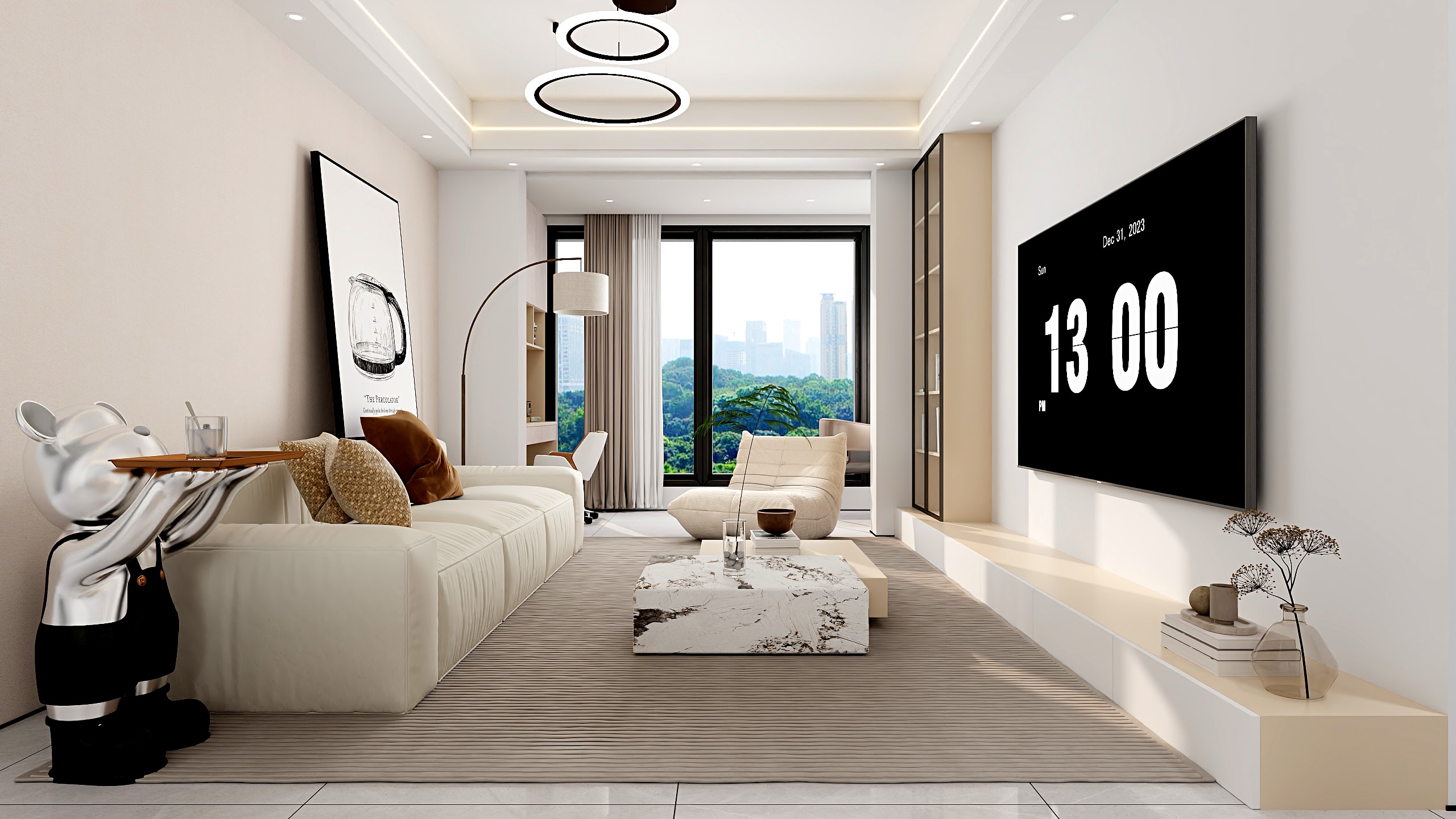 李林-现代简约96㎡3室装修效果图