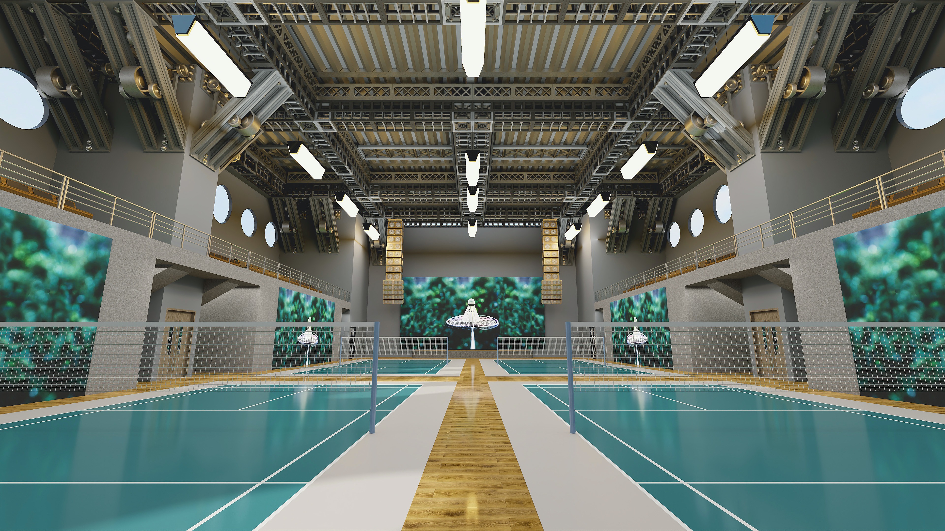 F安航-极限设计-1200平方运动场羽毛球场-科技羽毛球馆-装修设计方案