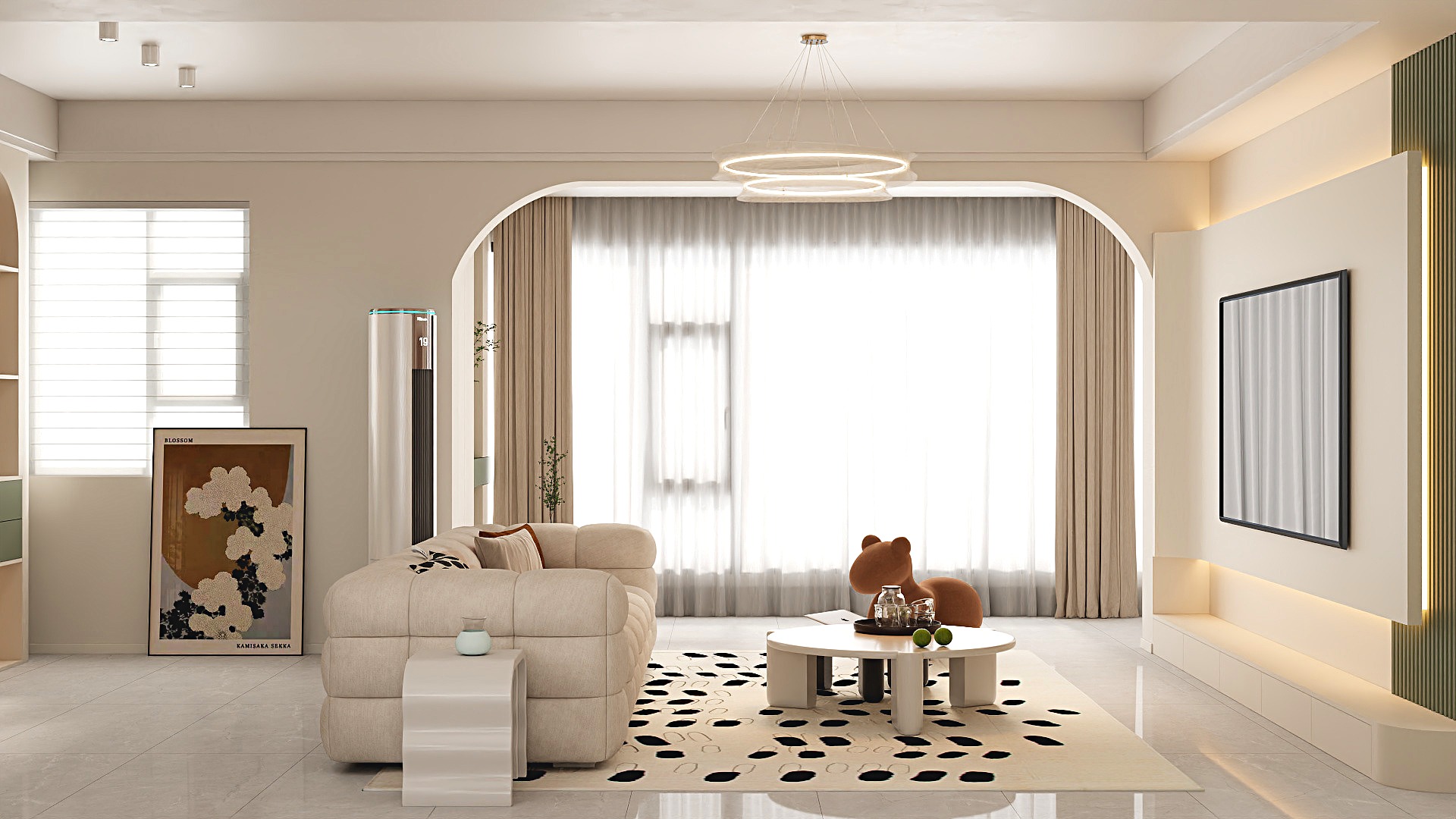 吴爽-154m²奶油风格设计装修效果图