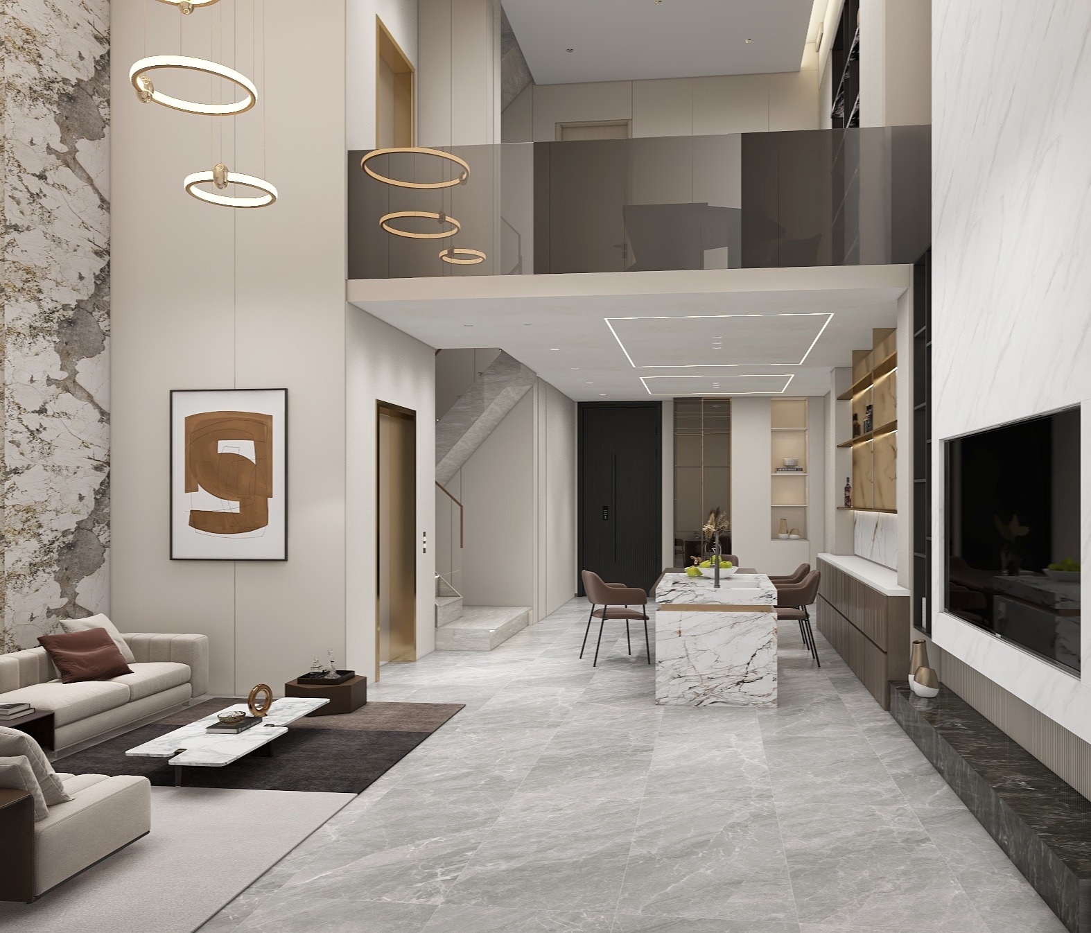 汪仙贝-轻奢别墅装修效果图