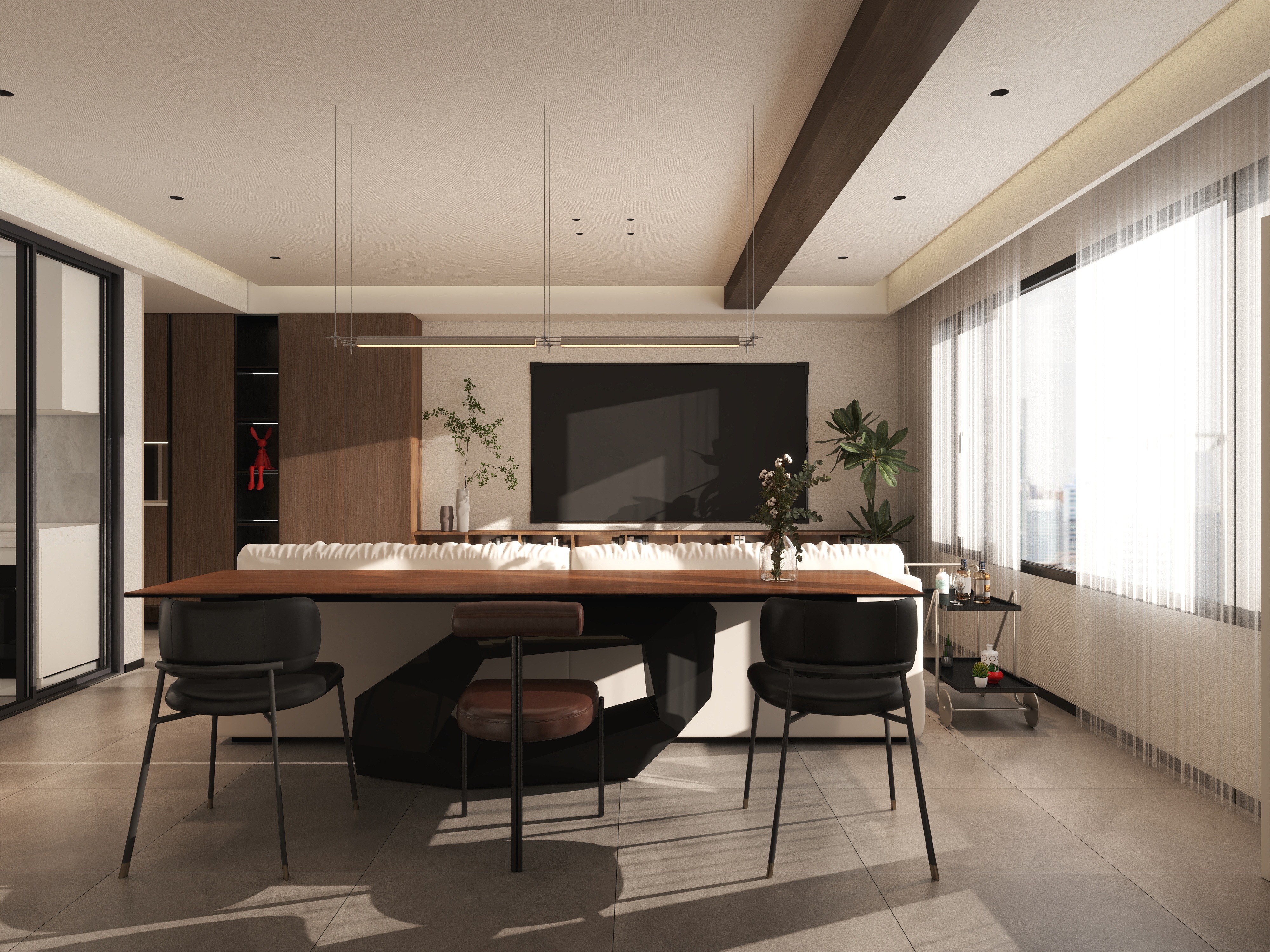 淡永明-重庆80㎡三房精装房微改中古风-装修设计方案