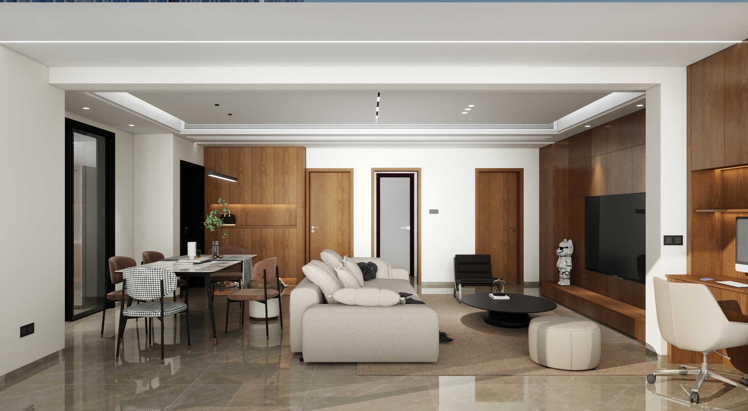 刘华宇-阳光大园116㎡3室（客厅隐形门方案）-装修设计方案