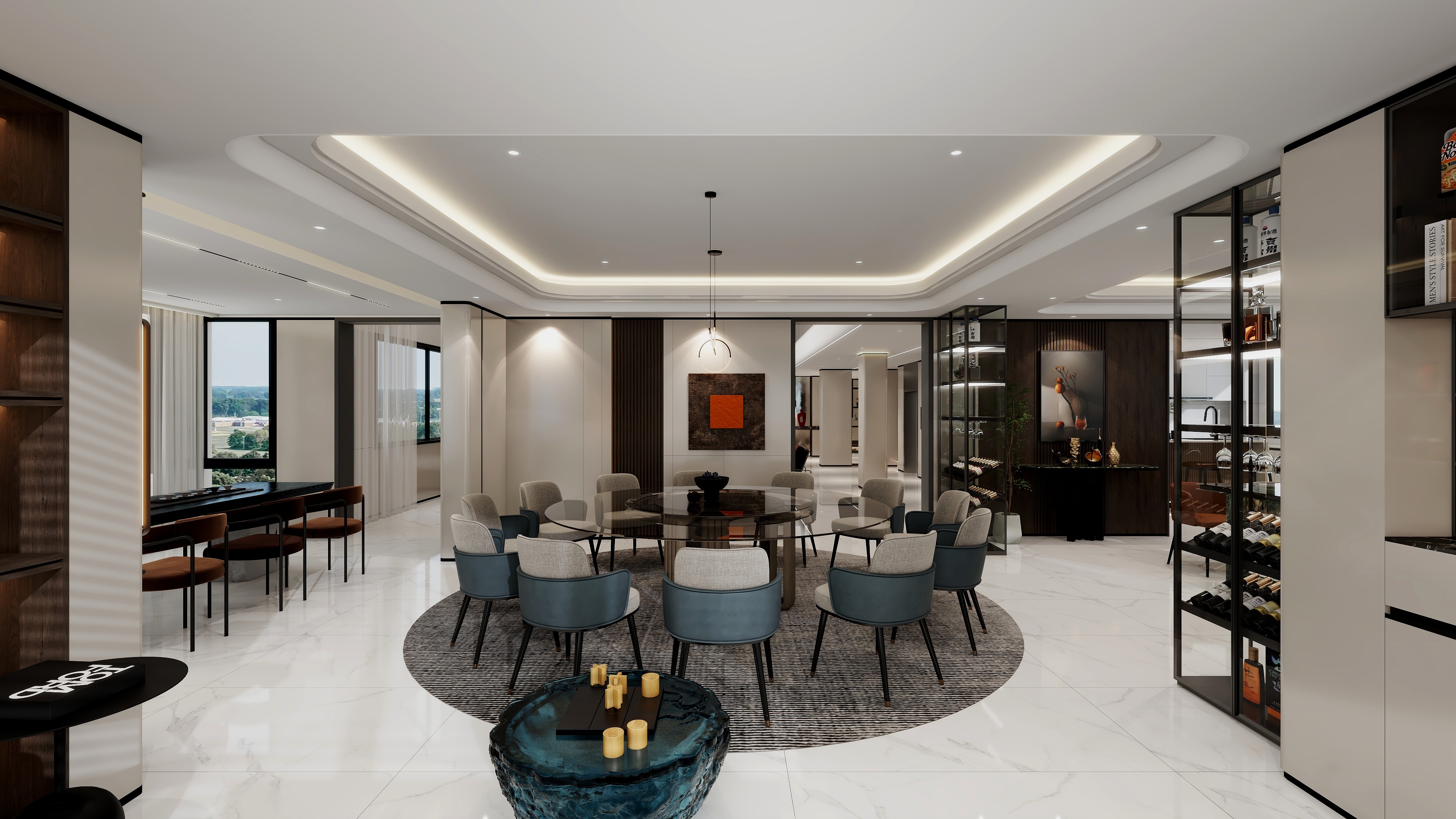 云南帝王iMQb-滇池高尔夫别墅一层（现代风格）装修效果图