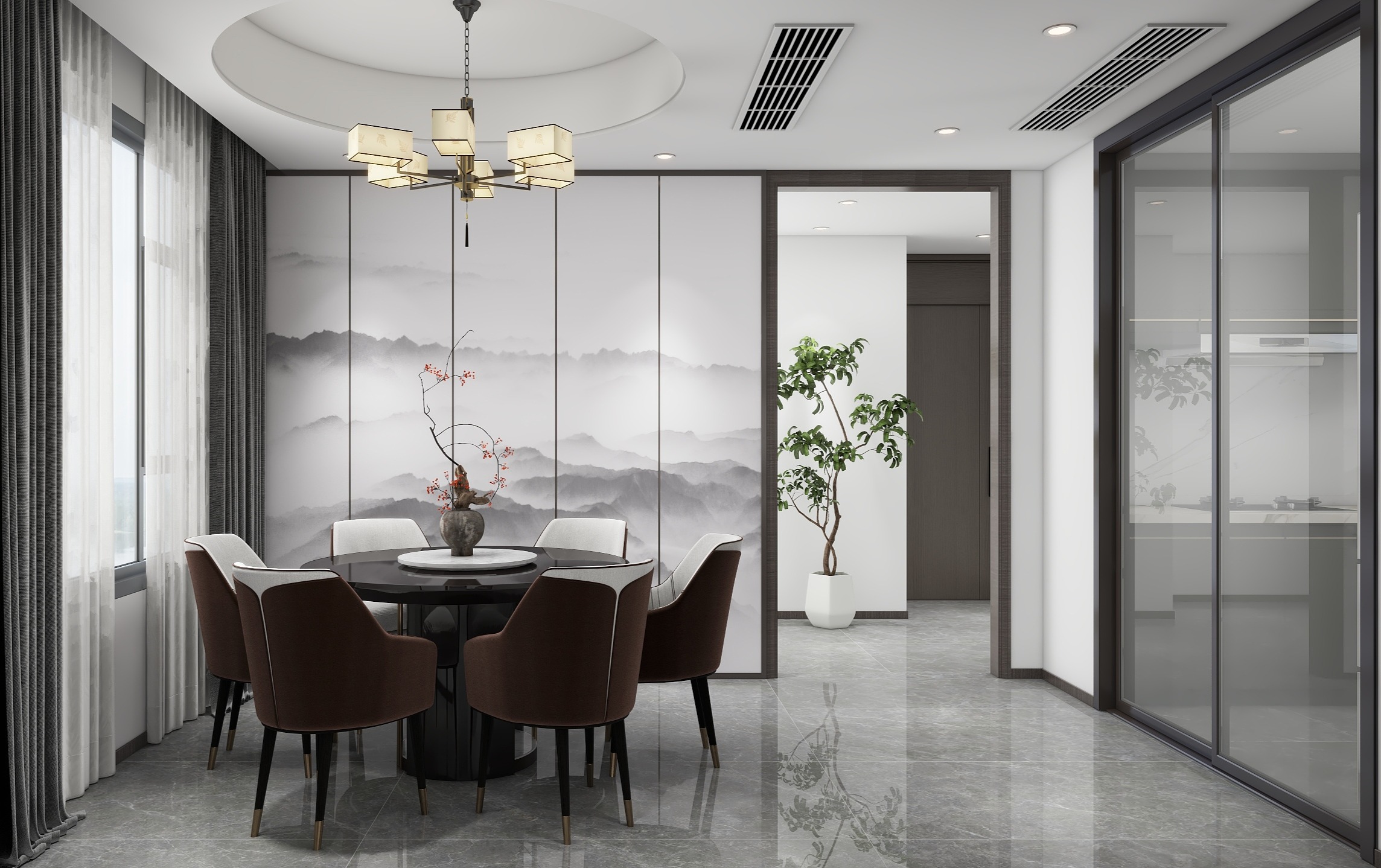 馬六六-《馥郁》-新中式-108㎡3室装修效果图