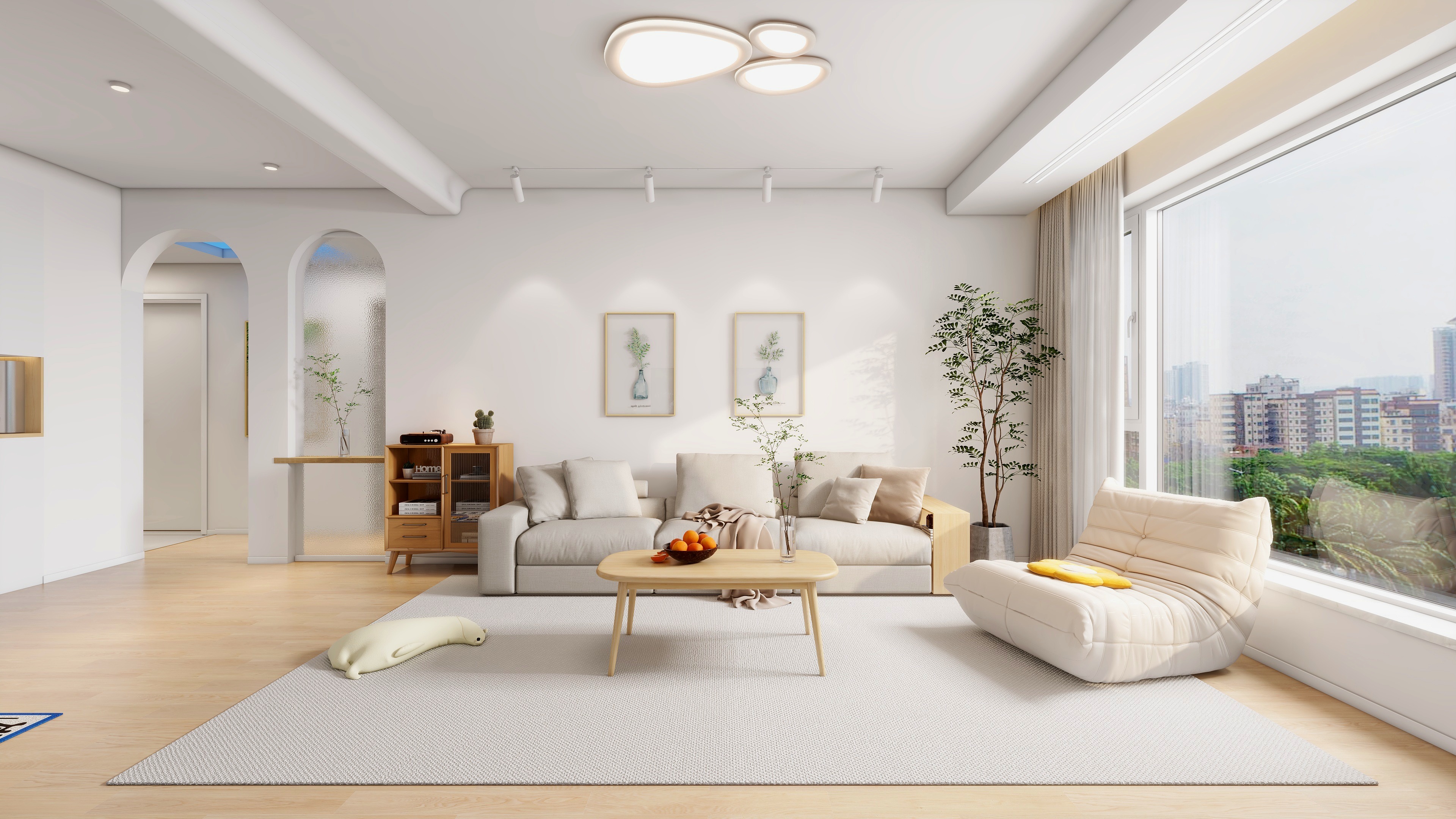 设计师同乐-奶油原木风122㎡3室两厅装修效果图