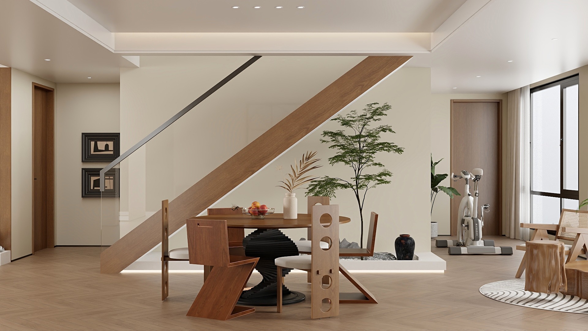 吴爽-214m²中古简约风格设计装修效果图