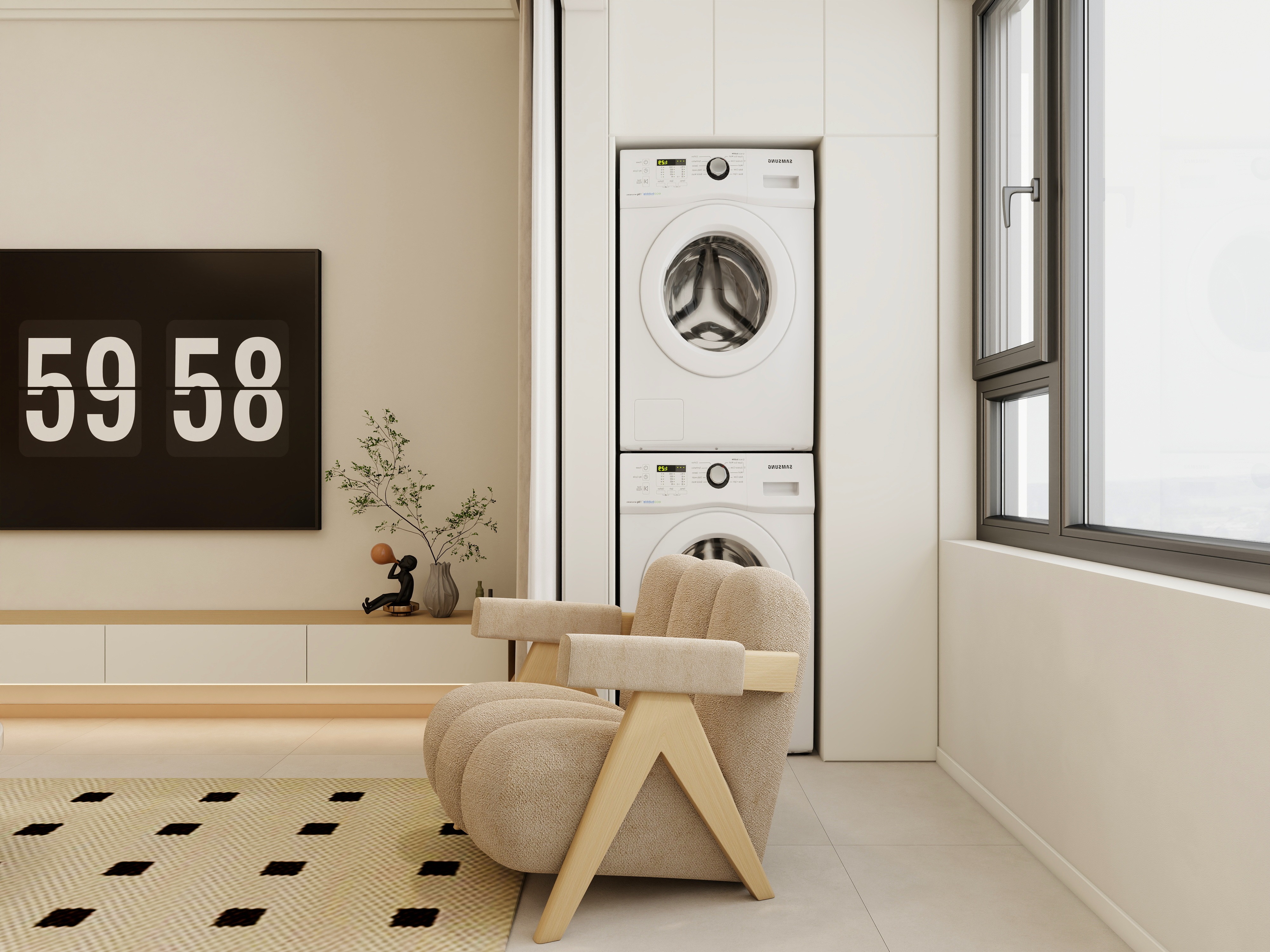 李佳洋-星泓帝景95平奶油原木风3室装修效果图