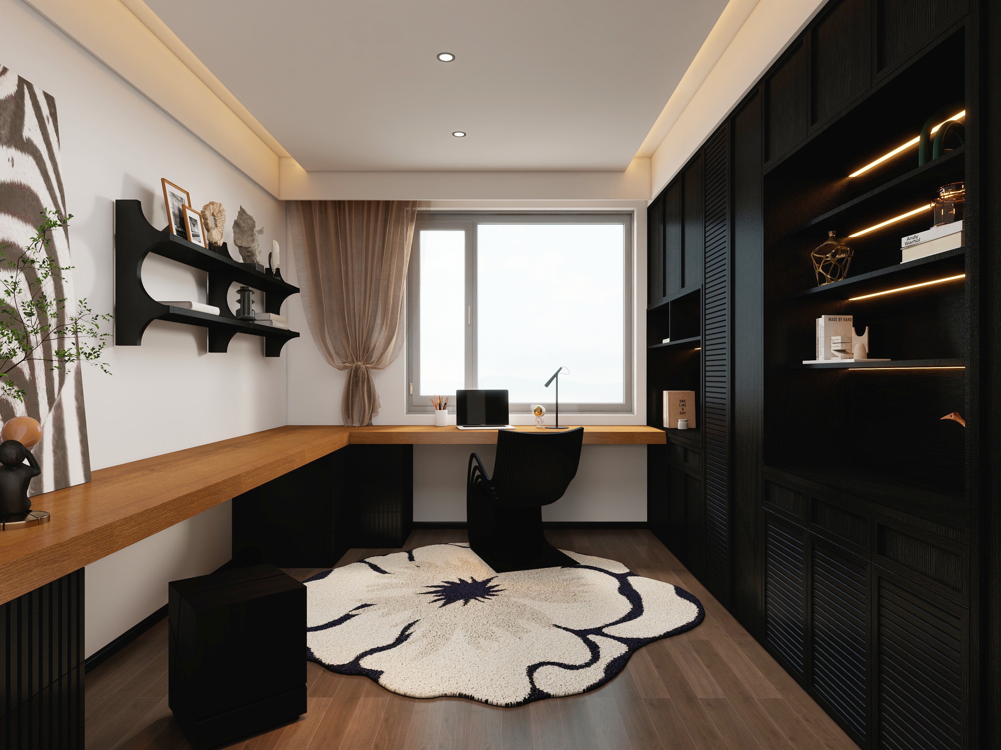 果乐设计-249方法式复古黑色系五居室装修效果图