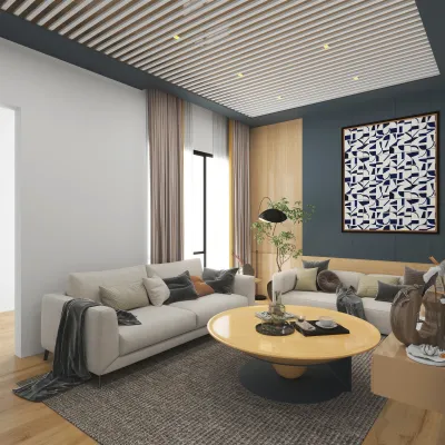 Modern Gray Living Room with Artistic Flair
