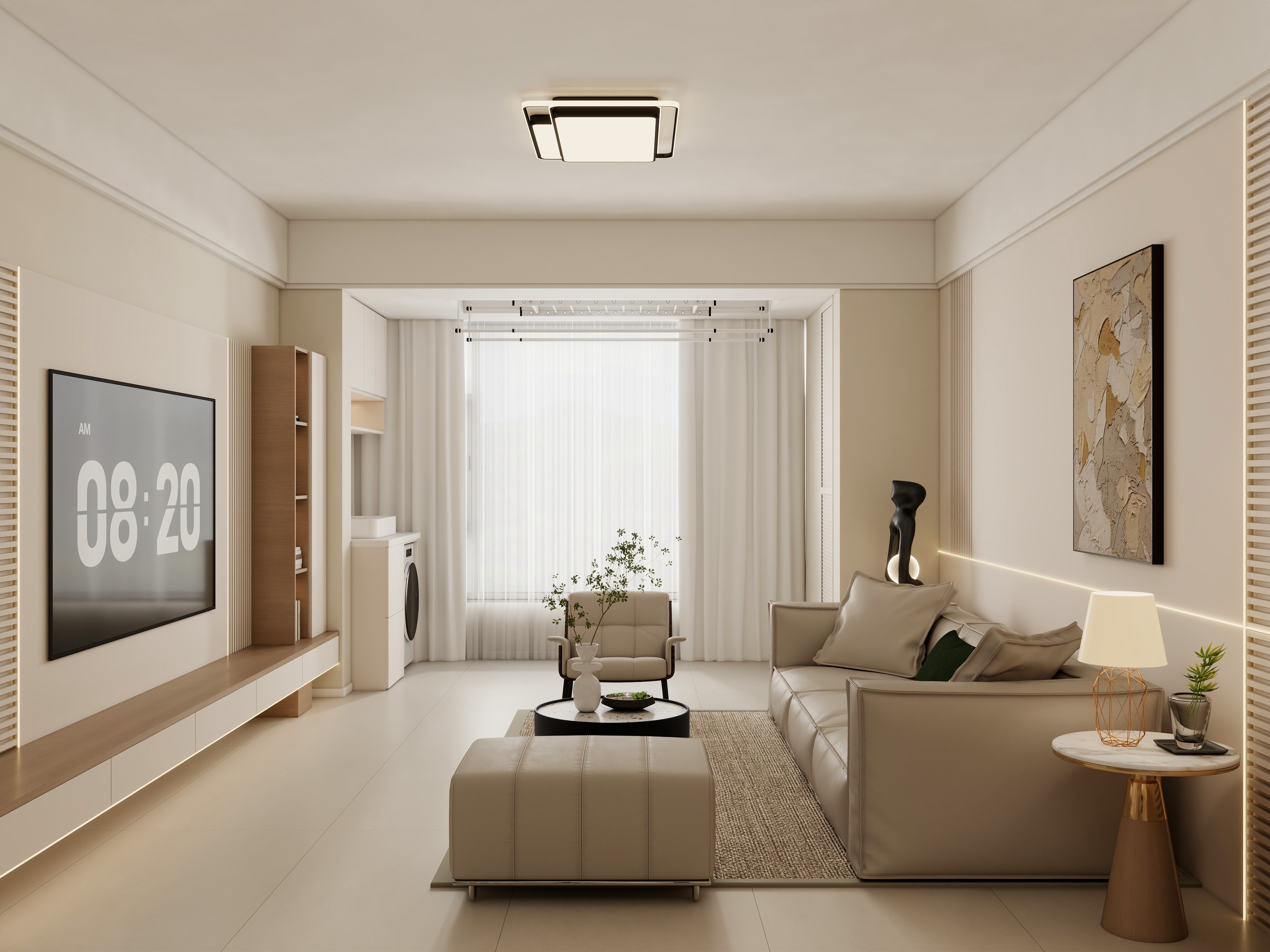 庄育霖-新城市花园120平奶油风3室装修效果图